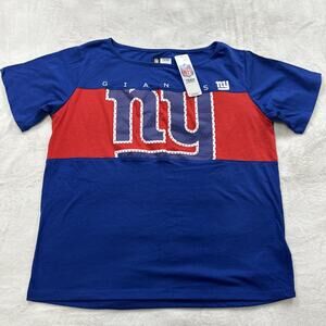 New York Giants‎ Tshirt Womens Size Large NFL Team Apparel Blue Jersey Print NEW